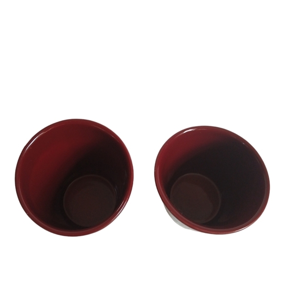 Starbucks Set Of 2 Cups Tazo Tea Coffee Mug Burgundy & White 8 oz. - Picture 6 of 12